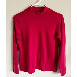 LL Bean crimson red mock neck supima t neck sz S